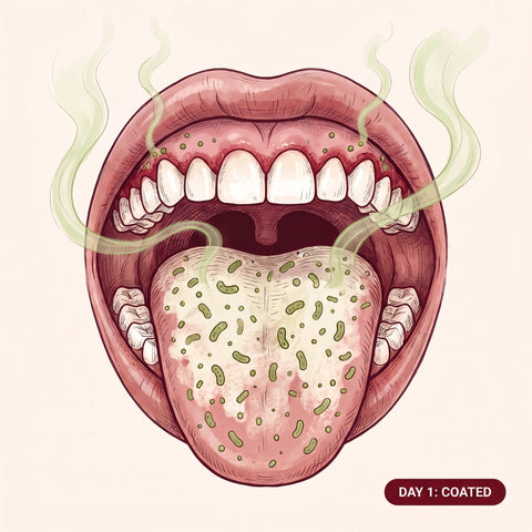 Illustrated tooth and gum tissue