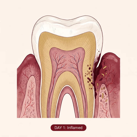 Illustrated tooth and gum tissue