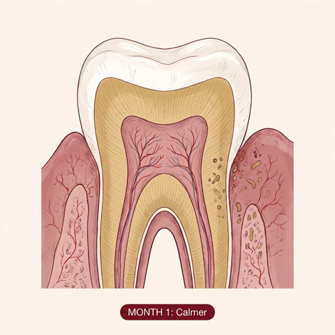 Illustrated tooth and gum tissue
